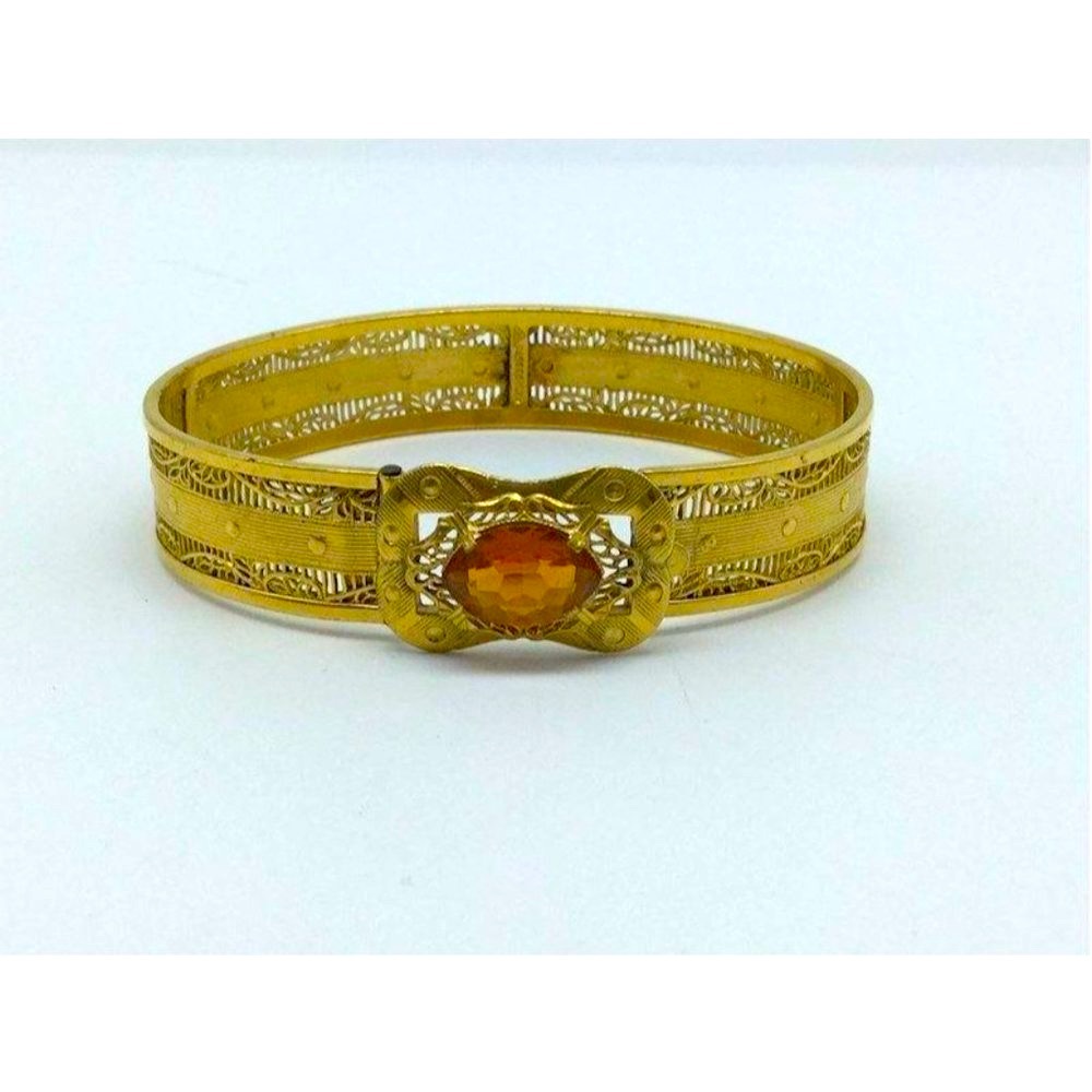 JJ White Art Deco Gold Filigree Bracelet 1930s